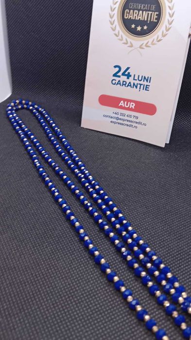 Lant aur 14k snur si bile albastre 26.65  grame b33187.7 (ag15)