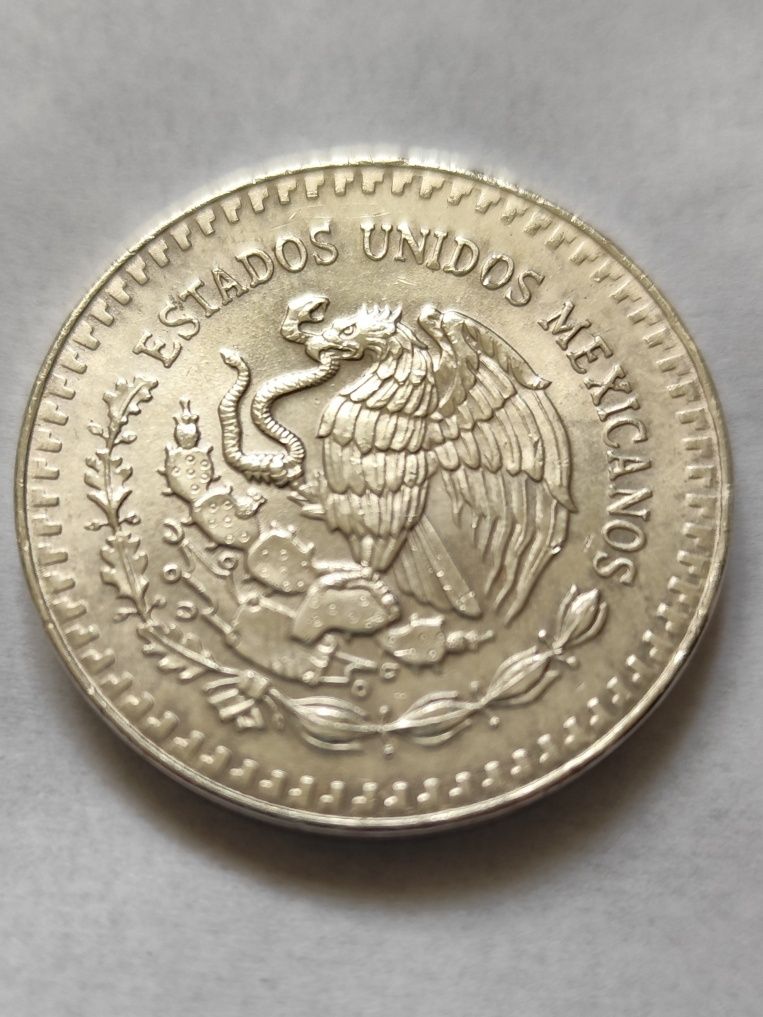 Moneda rară,lingou 1 Onza Mexic 1987 ,argint pur.