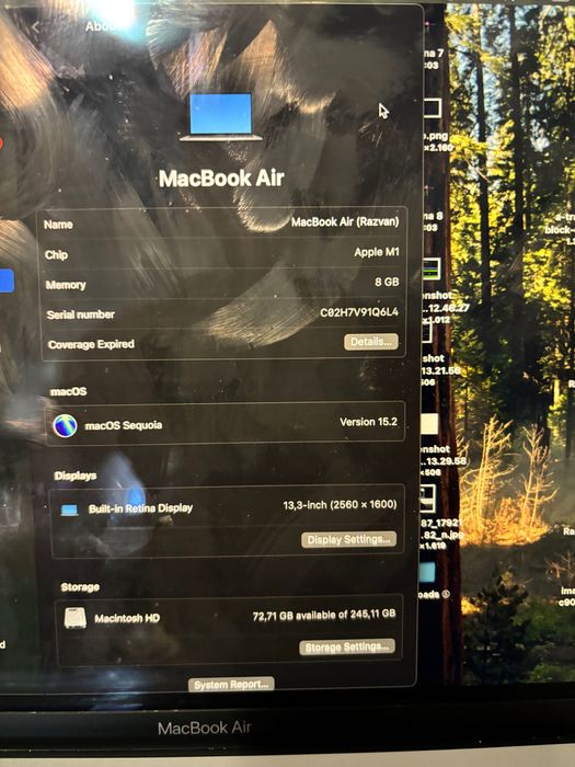 MacBook M1 - SSD256Gb - 8GBRAm- 82% sanatate