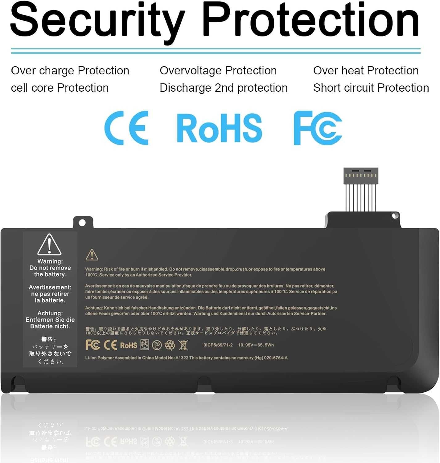Батерия за лаптоп HJTPOWER A1322 A1278 MacBook Pro 13"-10.95V 65.5Wh