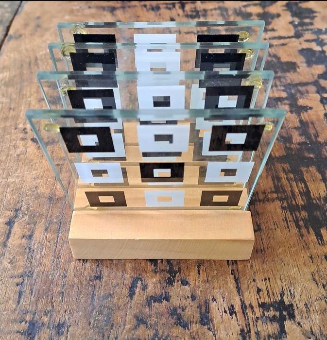 подложки за чаши стъкло Хенкелс Henkels с дървена поставка Германия