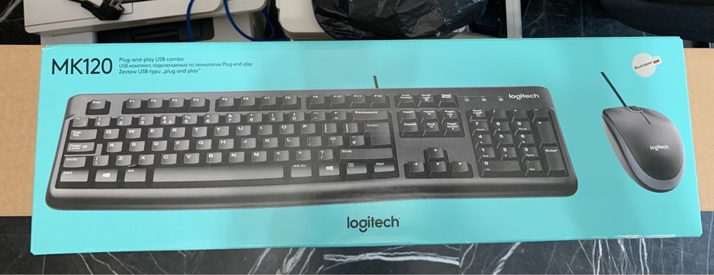 Комплект Клавиатура + Мишка Logitech MK120 Desktop, USB, Черен
