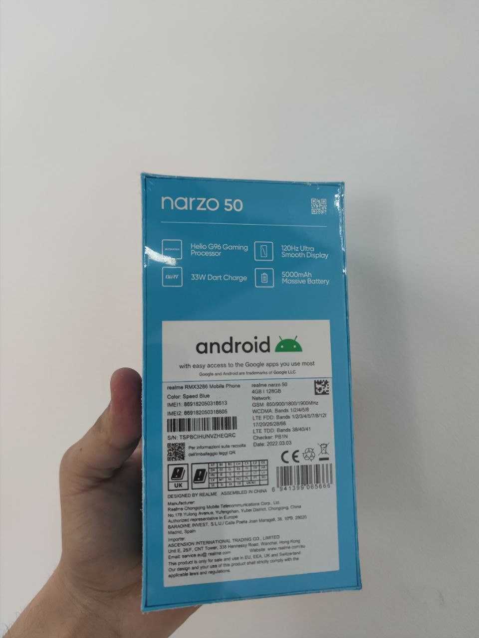 Telefon mobil Realme Narzo 50, Dual SIM, 4128GB, Blue, Sigialt!