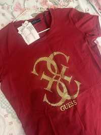 Тениска Guess цвят бордо