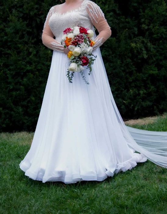 Rochie de mireasă unicat, cu voal de 3m - reduse 50%