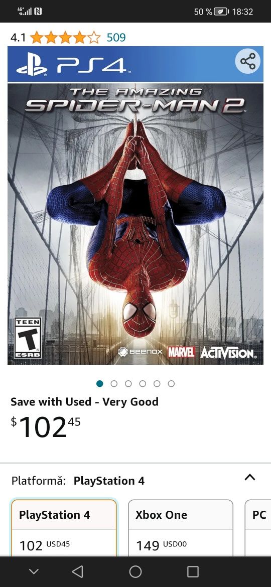 Vând jocuri deadpool ps4 si The amazing spiderman 2 ps4