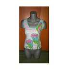 Maiou aqua cu imprimeu flori , deosebit, bumbac, S