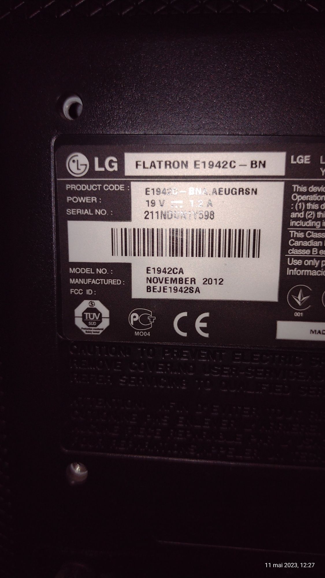 monitor led LG 18,5 inches