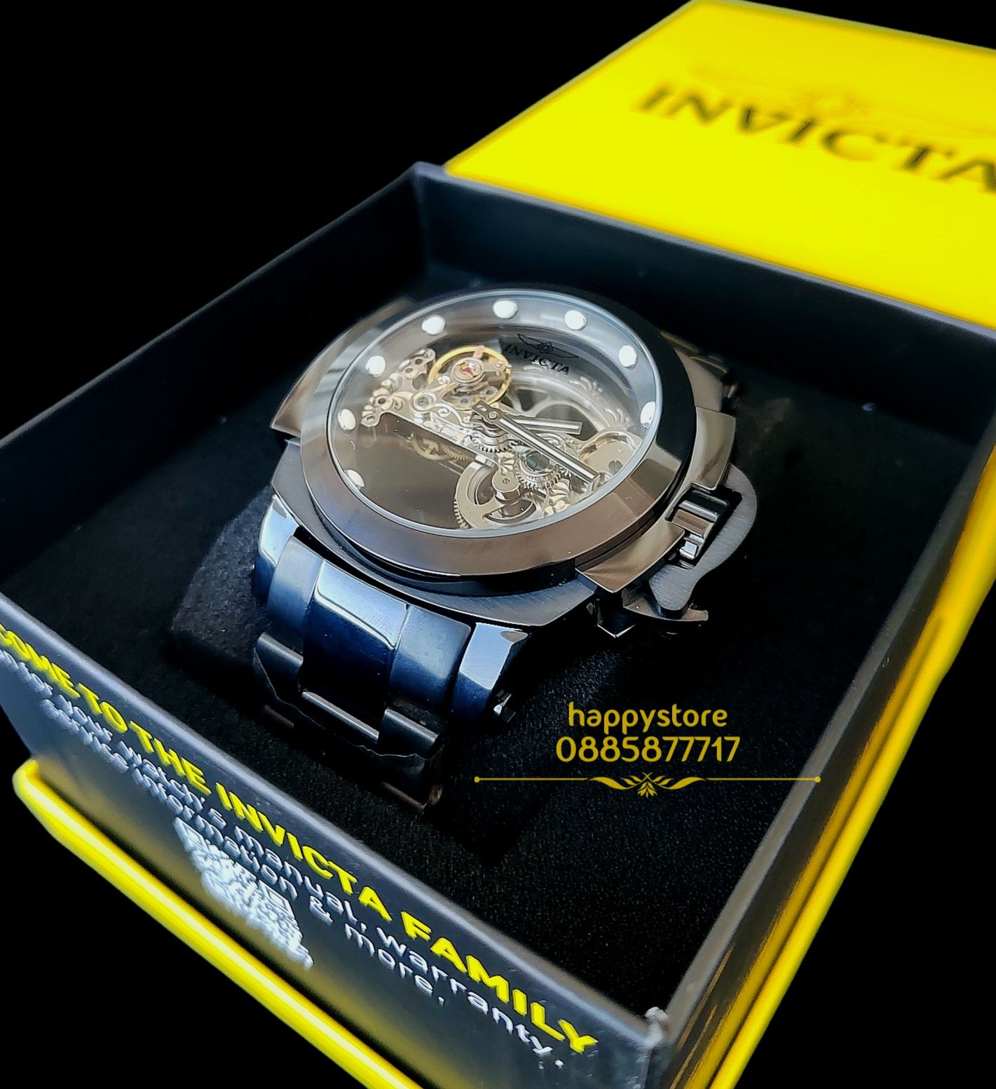 INVICTA Coalition Forces Black Skeleton full metal 56 mm, часовник нов