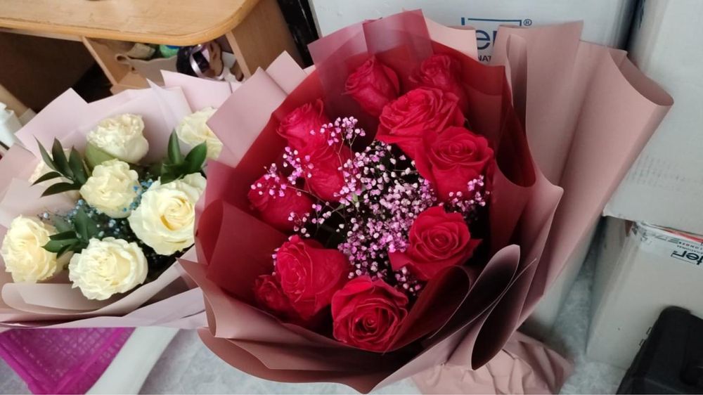 Свежий букет роз