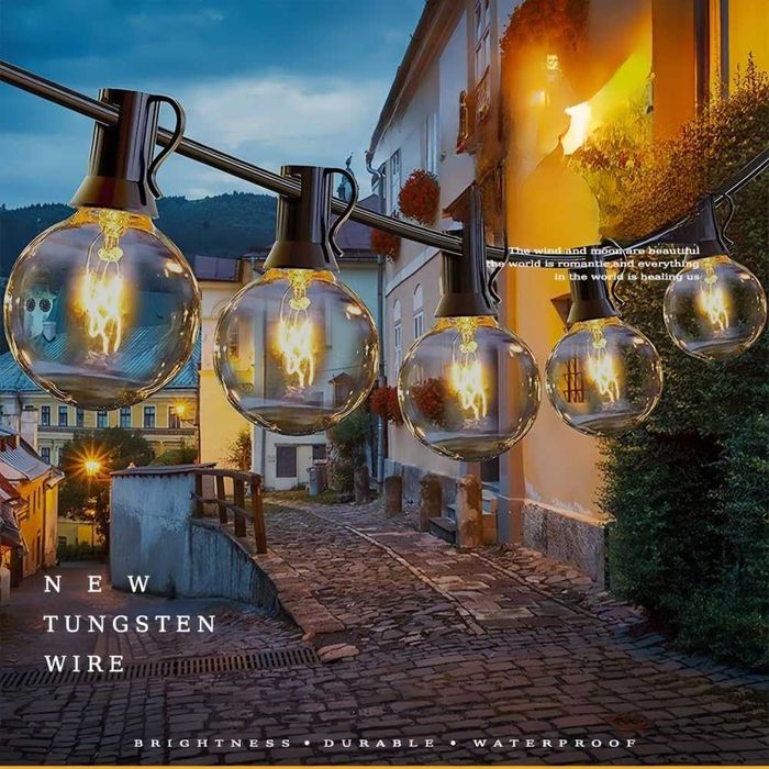 LED гирлянд 30,2 м, декоративен, 50+2 G40 LED крушки, топла светлина