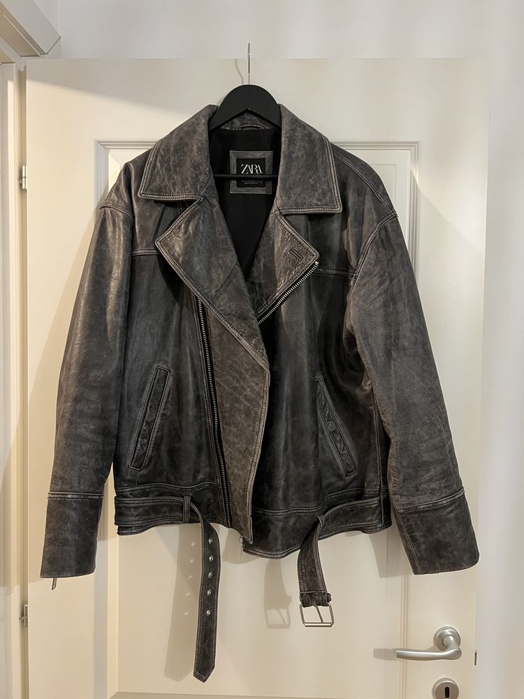 Geaca din piele Zara (Faded leather jacket)