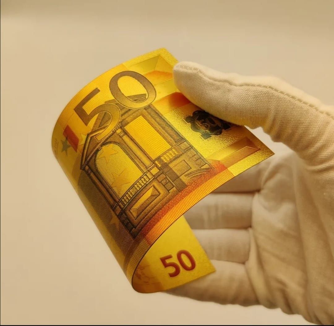 Bancnotă fantezie 50 euro placată cu aur