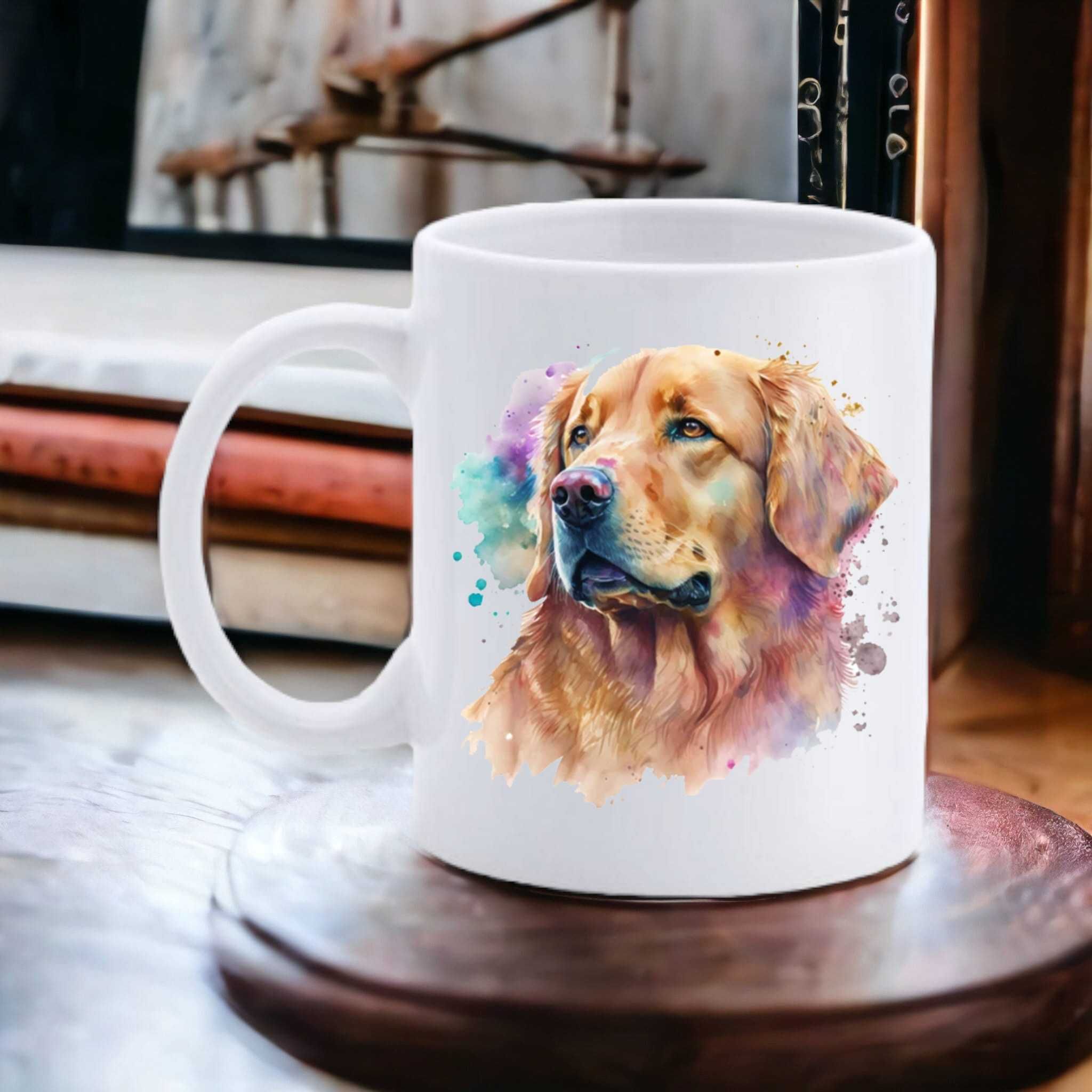 Cana personalizata, Golden Retriever, Ceramica, Alb, 350 ml