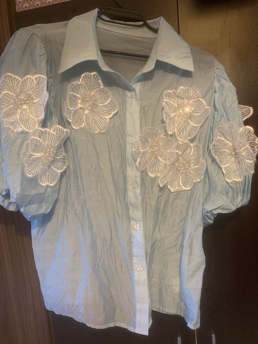 Дамска риза с къс ръкав L