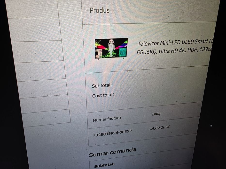 Televizor smart mini led hisense 55u6kw