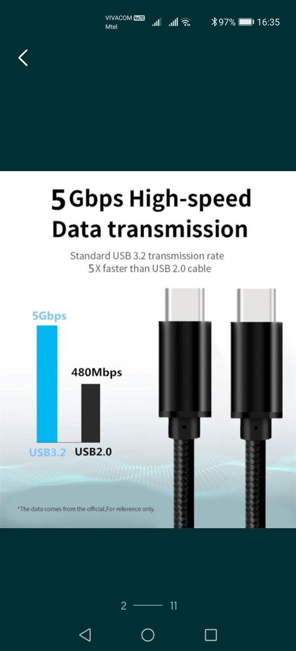 USB Type C към USB C кабел 100W Fast Charge Quick Charge 4.0 USB C