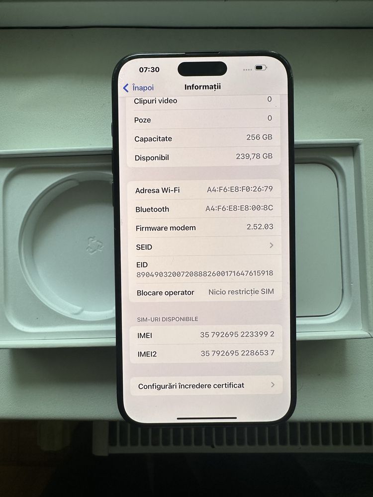 Vand IPhone 15 Pro Max 256GB Black Titanium