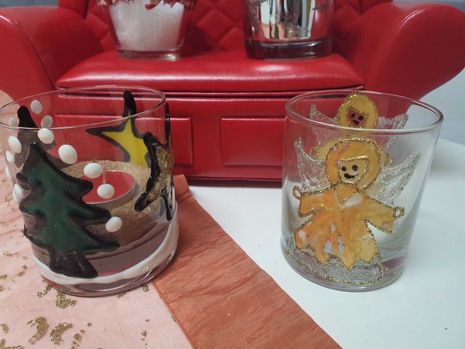 Suport pentru lumânări pastila cu motive de Craciun