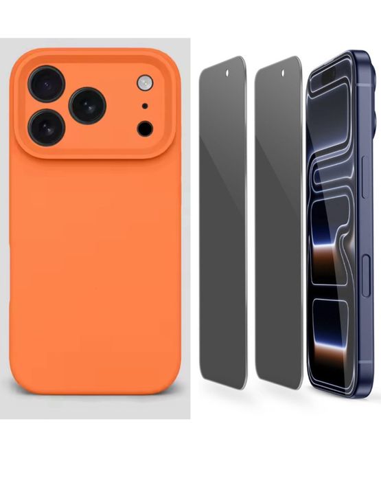 Husa Silicon Plate si Folie Sticla PRIVACY - Iphone 17 AIR PRO MAX