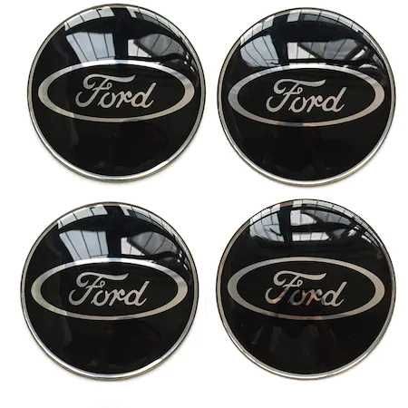 Set 4 Embleme Capace Jante Ford 60mm Capacele Roti Negru / Albastru