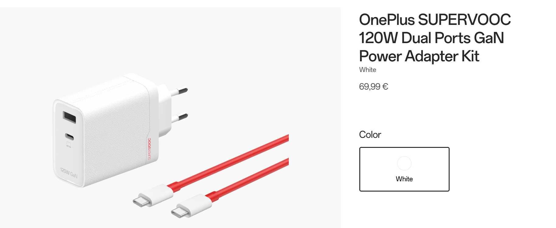 OnePlus SuperVOOC зарядно 120W Dual Port (USB-C + USB-A) – Чисто ново