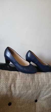 Pantofi clasici comozi, bleumarin, din piele