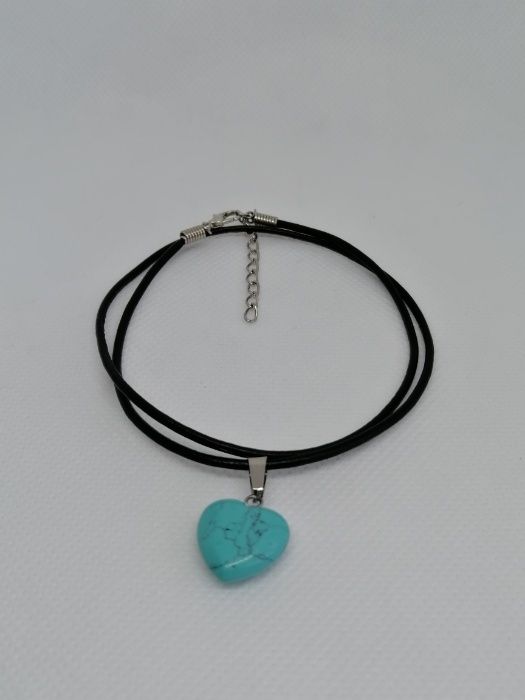 Colier piele TRAVELLER’S BIJOUX - pandantiv cu piatra semipretioasa