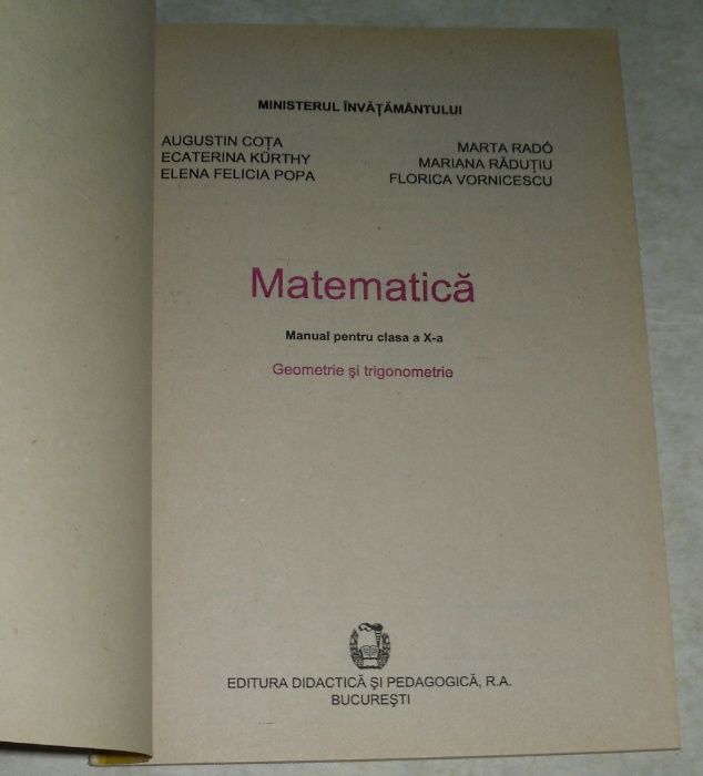 Matematica Geometrie trigonometrie Manual 10 Cota Kurthy