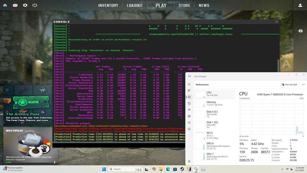 PC Gaming Ryzen 7 9800X3D RX 9070 XT 16GB