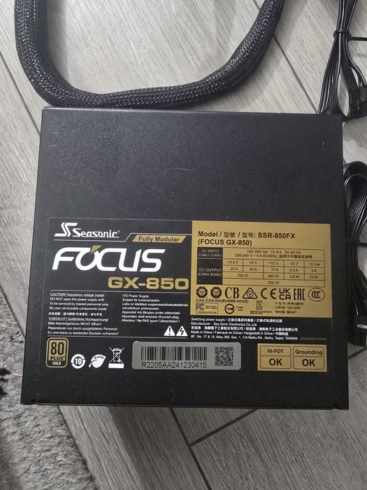 Sursa Seasonic 850W, FOCUS GX Series, 80 PLUS Gold, Full modulara