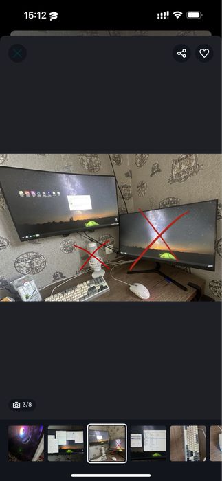 Компьютер с клавиатурой, мышью, наушниками, монитором