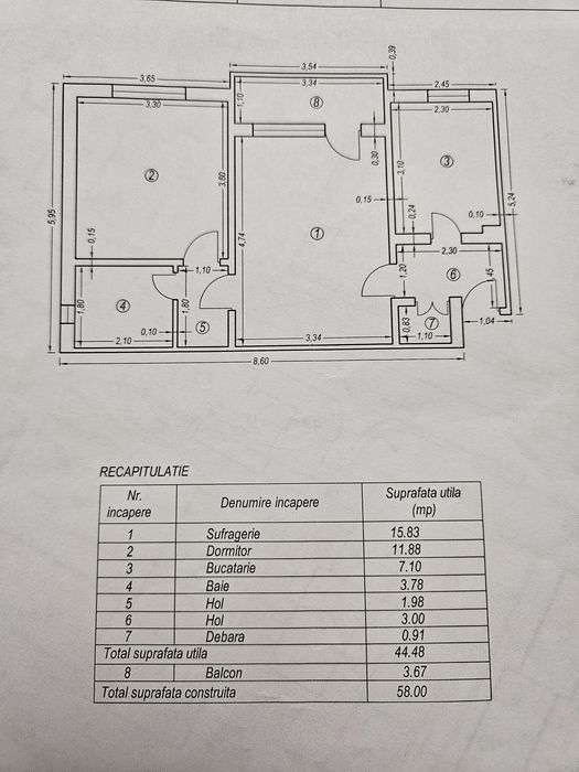 Apartament 2 camere la parter, zona stadionului