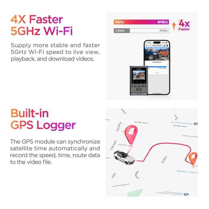 Видеорегистратор VIOFO A119 MINI 2 / ГЛАСОВ КОНТРОЛ/ 2K, 60FPS, GPS