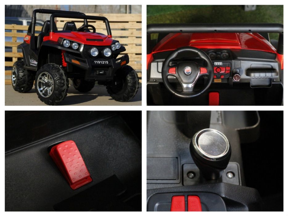 UTV electric pentru 2 copii Golf-Kart 4x 45W 24V cu Bluetooth #Rosu