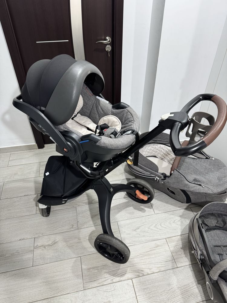 Stokke Xplory V6 gri cu insertii maro 3 in 1