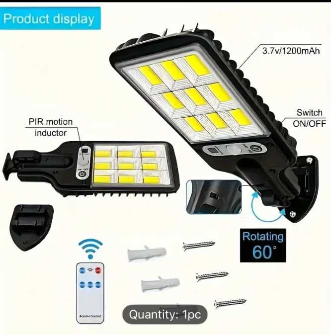 Lampă solară cu senzor de mișcare și telecomandă