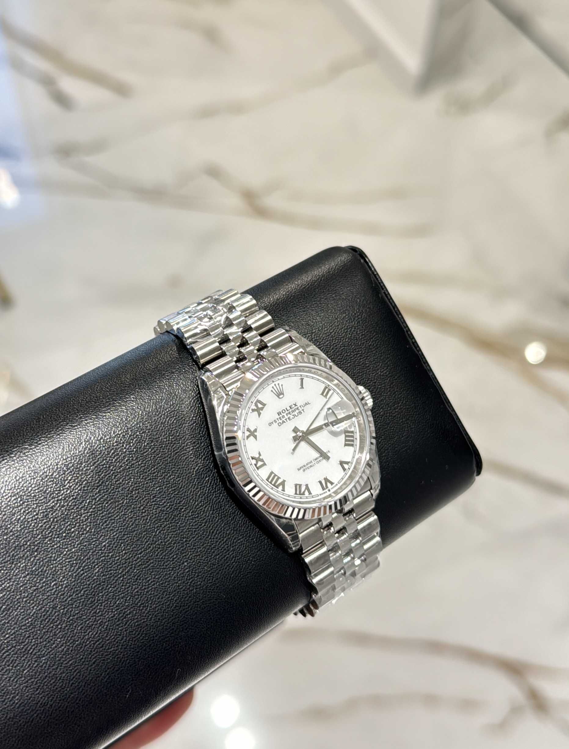 Rolex datejust 36mm сребро/римско