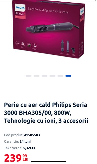 Perie cu aer cald Philips Seria 3000 BHA305/00