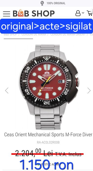 Vând ceasuri Orient și Casio (ORIGINALE) ENGROS, preț  250>1.200 ron.