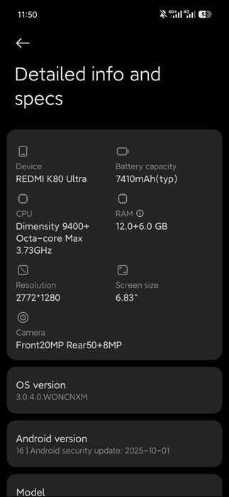 Redmi K80 ultra 512/15 gb Dimensity9400+