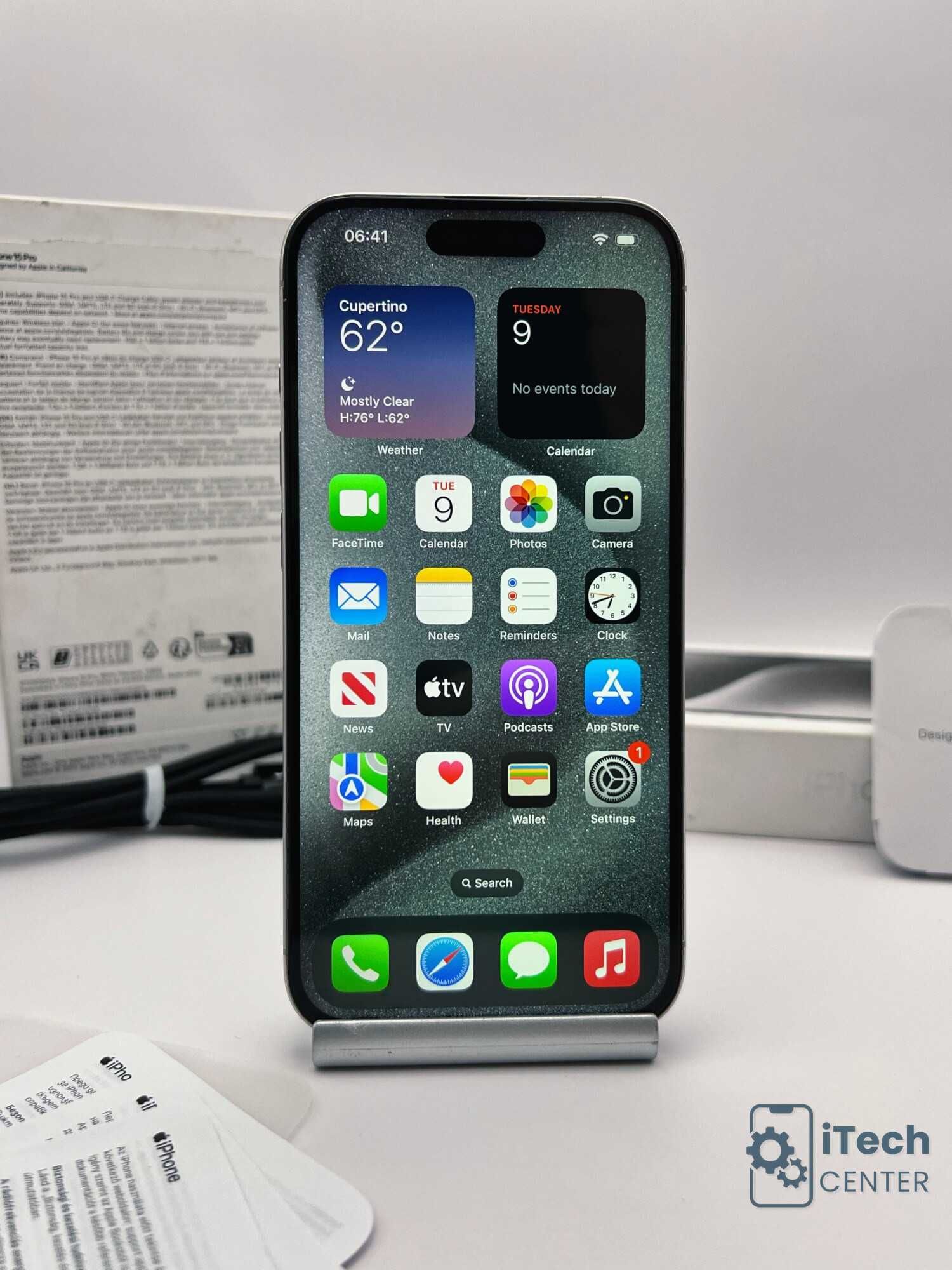 iPhone 15 Pro, 128GB, White Titanium, 100% батерия, КАТО НОВ, ГАРАНЦИЯ