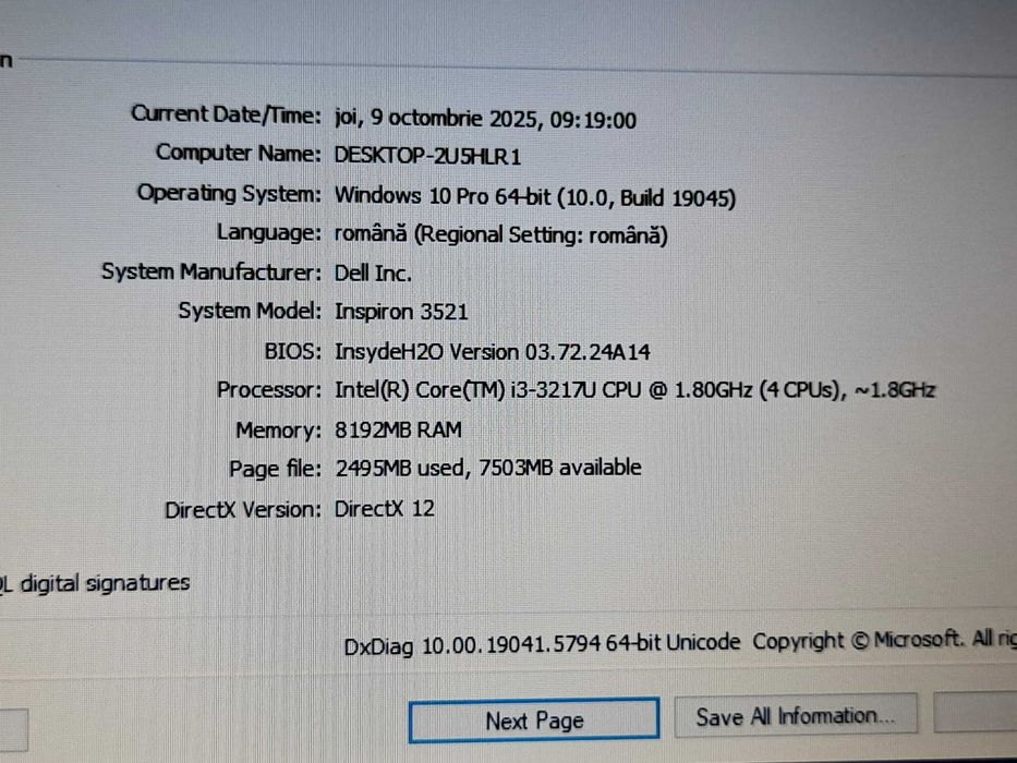 Vand laptop Dell Inspiron-Intel® Core™ i3-3217U / 8GB Ram / 500GB Hdd