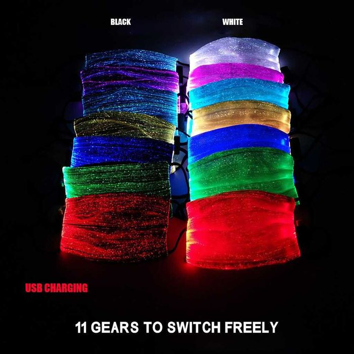 Masca fata lumina led fibra optica EDM concert luminoasa PM2.5 +CADOU!