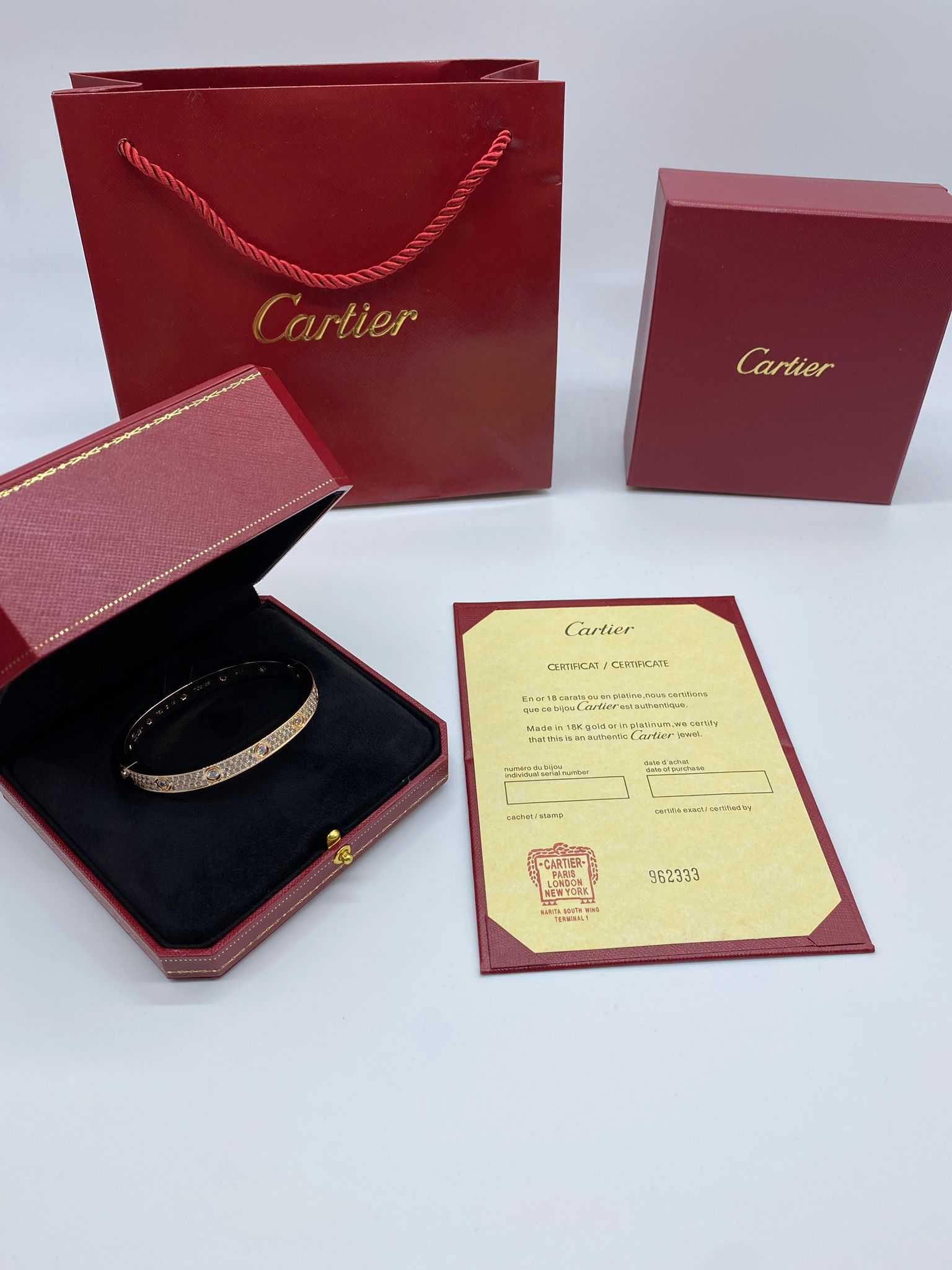 Brățară Cartier LOVE 19 Aur Rose 24K Diamond cu cutie