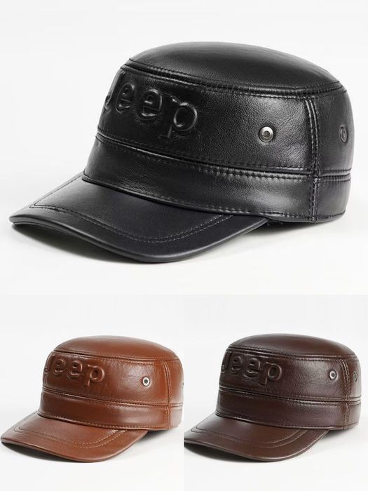 мужская кепка Jeep  из 100% натуральной кожи шапка мужской кажанная