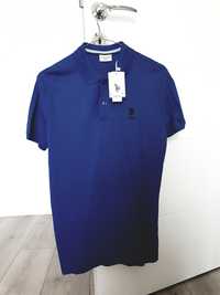 Tricou original US POLO ASSN  nou, cu eticheta,albastru si alb