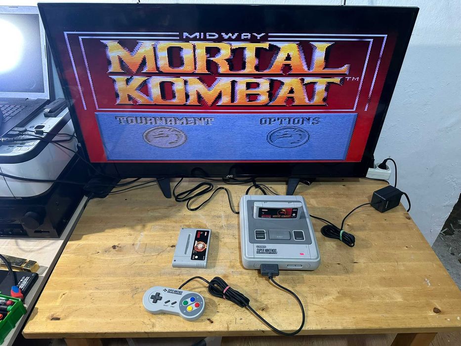 consola nintendo super nintendo  snsp 001a mortal kombat
