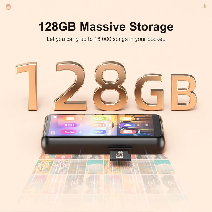 Player MP3 cu Touchscreen, Ecran 2.4 inch, Bluetooth 5.3 128GB Memorie