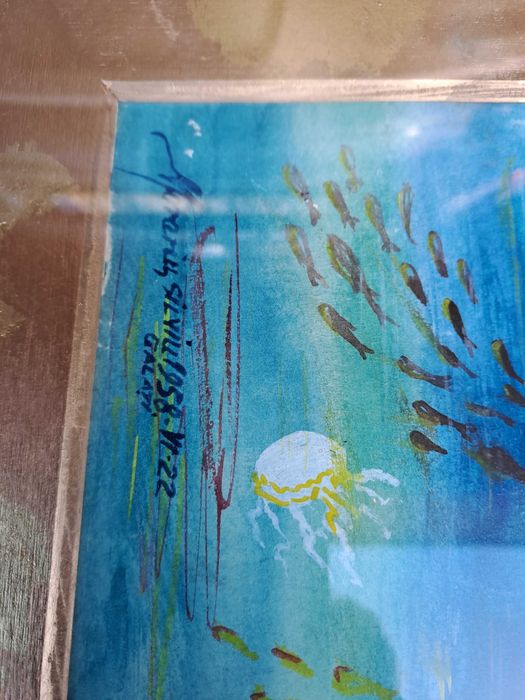 tablou acuarela tus semnat Morariu Silviu datat 1958